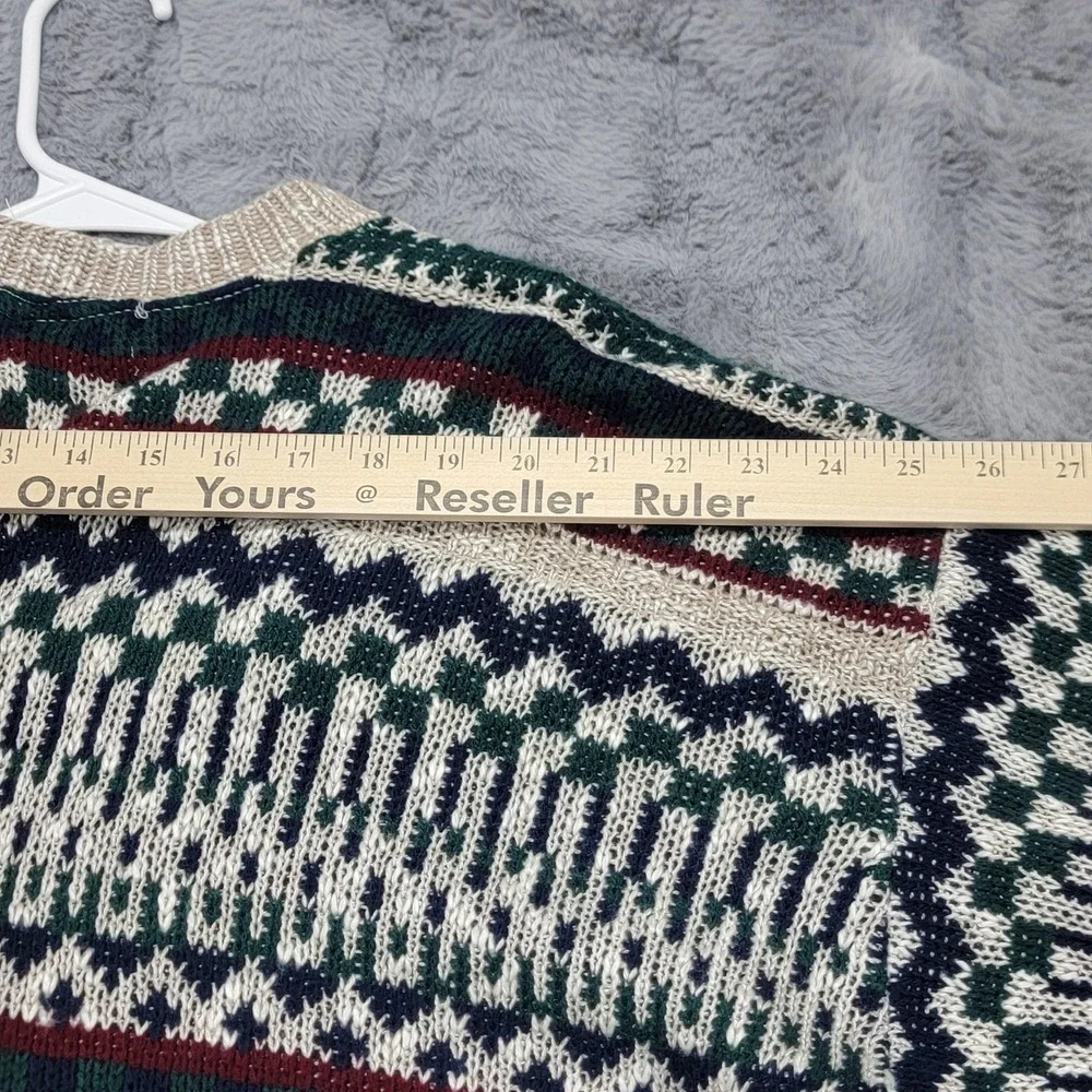 Vintage New Era Cardigan Sweater Mens XL (Fits L) Fair Isle Acrylic Knit Grandpa